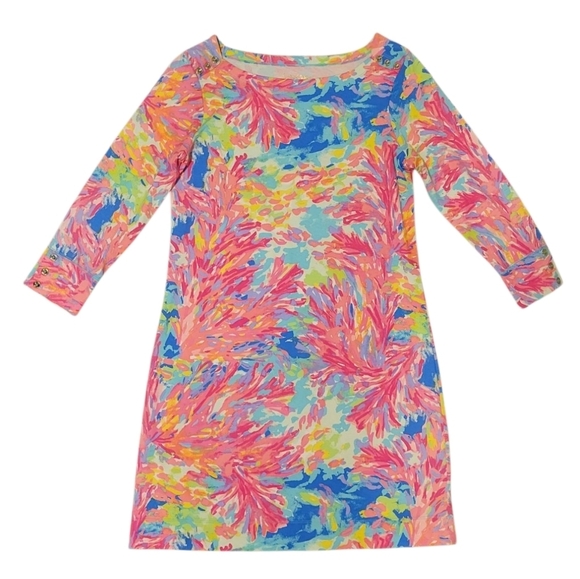 NWOT Lilly Pulitzer Sophie Pink Palm Beach Coral Dress UPF 50+ Medium # 17412 - Picture 2 of 7